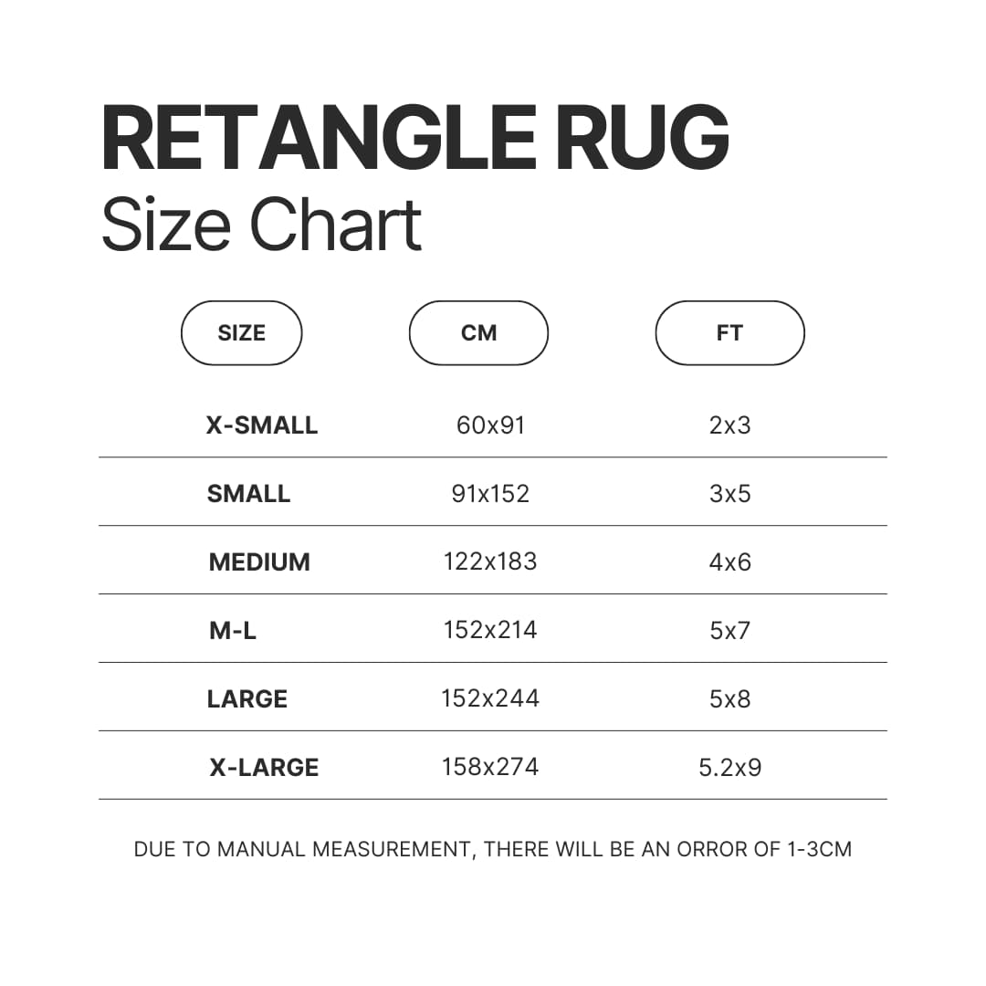 Retangle Rug Size Chart - Dr. Stone Shop