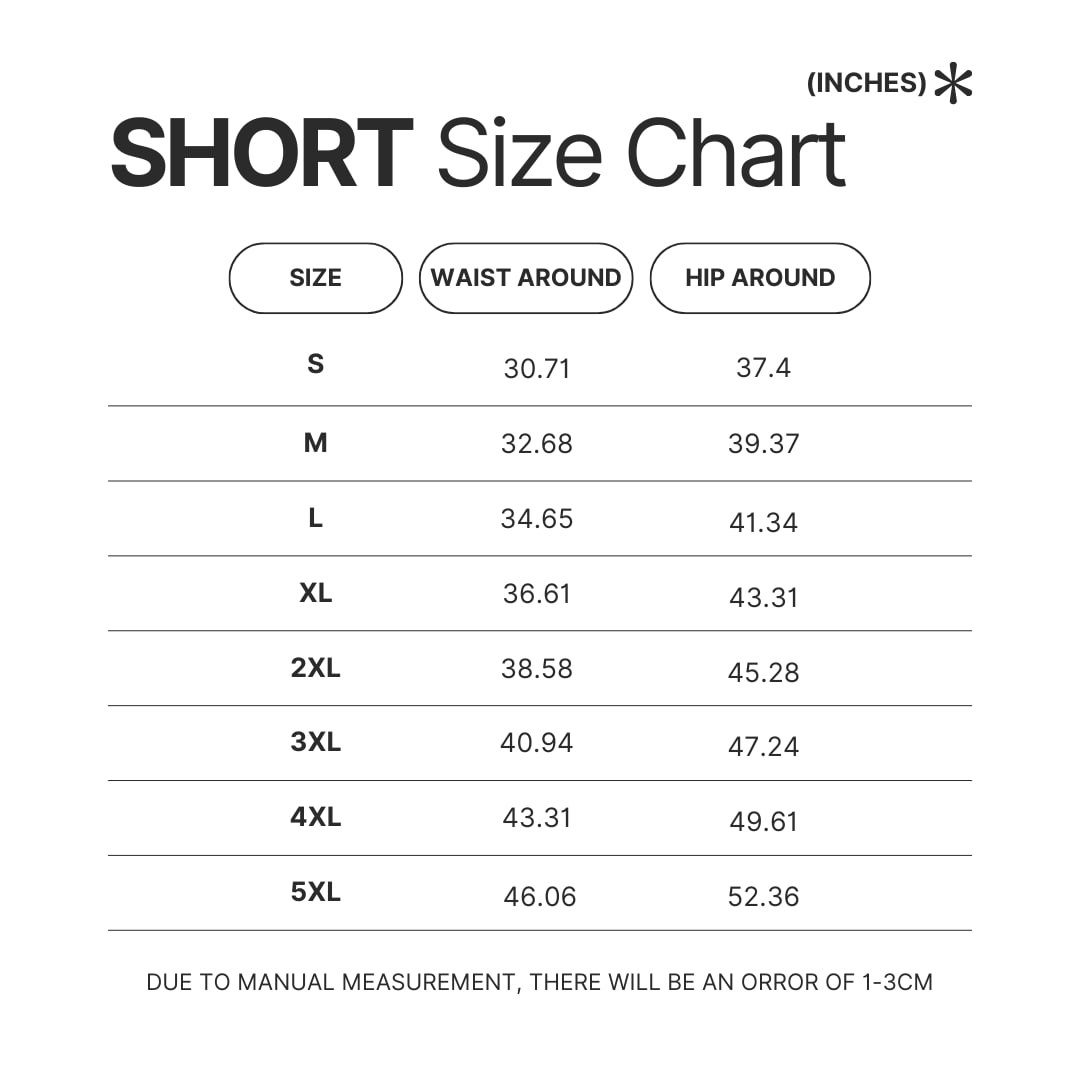 Short Size Chart - Dr. Stone Shop